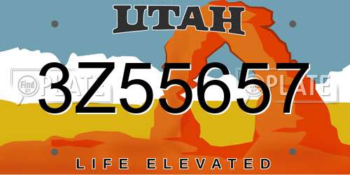 3Z55657 Utah License Plate