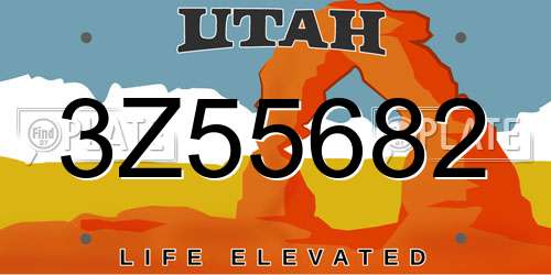 3Z55682 Utah License Plate