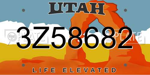 3Z58682 Utah License Plate