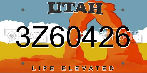 3Z60426 Utah License Plate