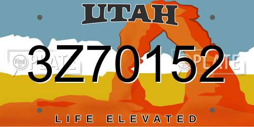 3Z70152 Utah License Plate