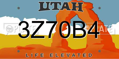 3Z70B4 Utah License Plate