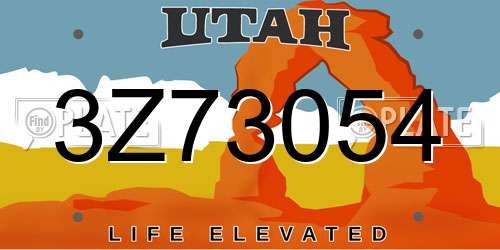 3Z73054 Utah License Plate