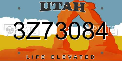 3Z73084 Utah License Plate