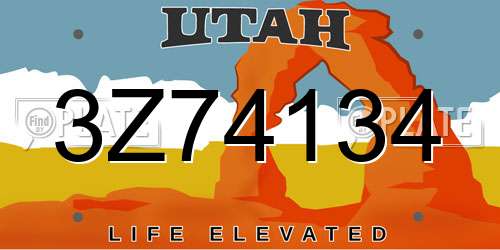 3Z74134 Utah License Plate