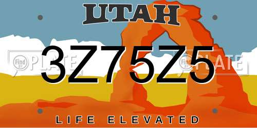 3Z75Z5 Utah License Plate