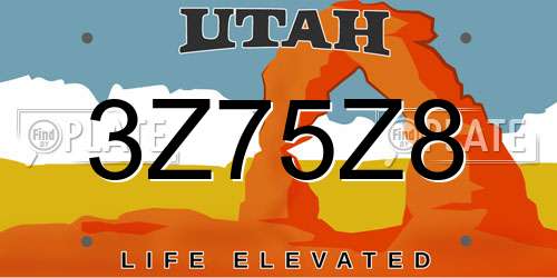 3Z75Z8 Utah License Plate