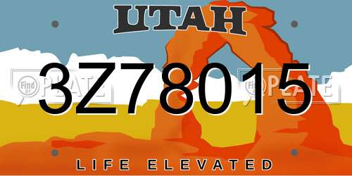 3Z78015 Utah License Plate