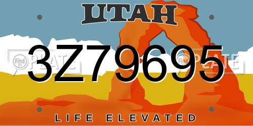 3Z79695 Utah License Plate