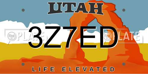 3Z7ED Utah License Plate