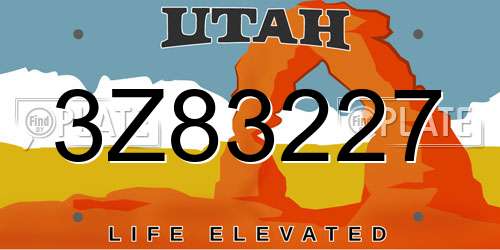 3Z83227 Utah License Plate