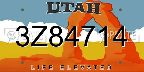 3Z84714 Utah License Plate