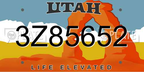 3Z85652 Utah License Plate