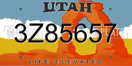 3Z85657 Utah License Plate