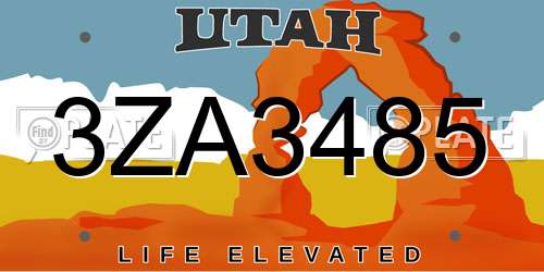 3ZA3485 Utah License Plate