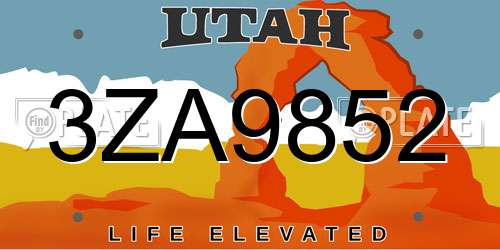 3ZA9852 Utah License Plate