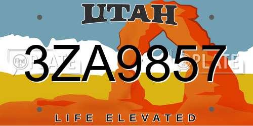 3ZA9857 Utah License Plate