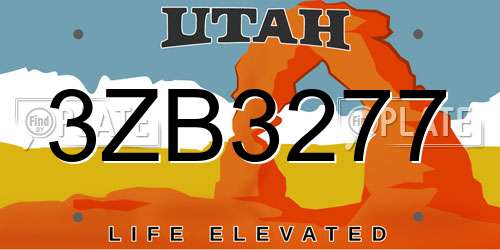 3ZB3277 Utah License Plate