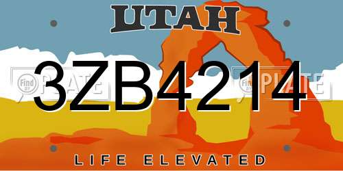 3ZB4214 Utah License Plate