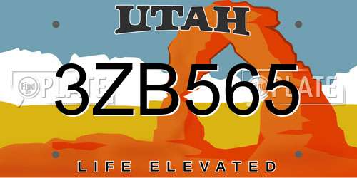 3ZB565 Utah License Plate