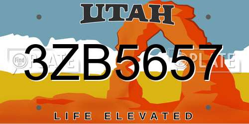 3ZB5657 Utah License Plate