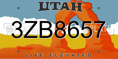 3ZB8657 Utah License Plate