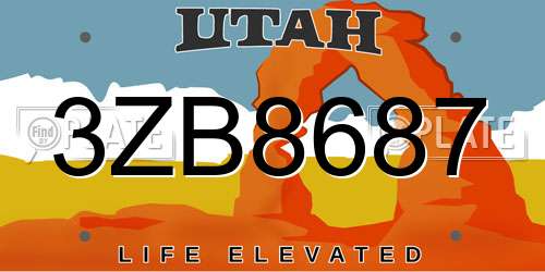 3ZB8687 Utah License Plate