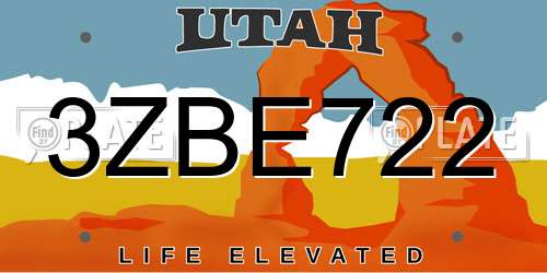 3ZBE722 Utah License Plate