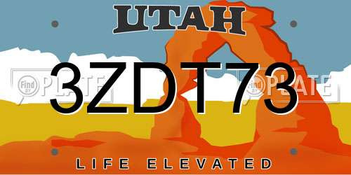 3ZDT73 Utah License Plate