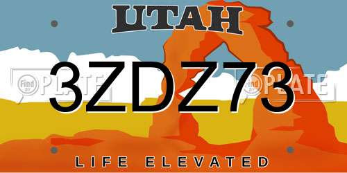 3ZDZ73 Utah License Plate