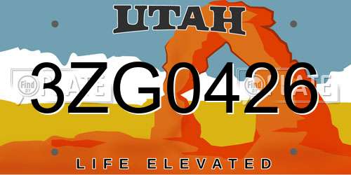 3ZG0426 Utah License Plate