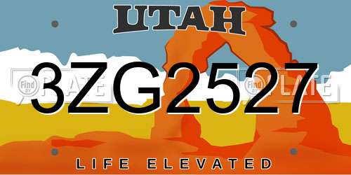 3ZG2527 Utah License Plate