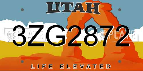 3ZG2872 Utah License Plate
