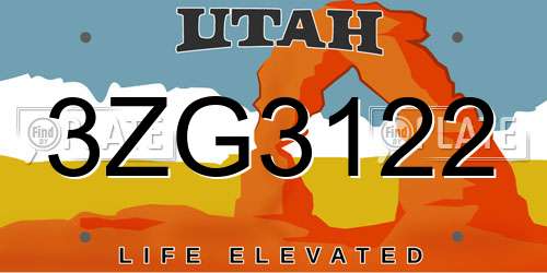 3ZG3122 Utah License Plate