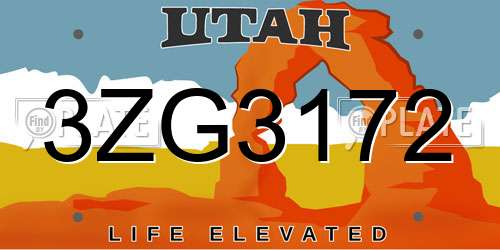 3ZG3172 Utah License Plate