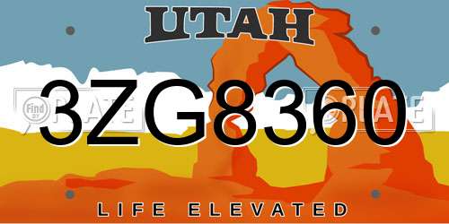 3ZG8360 Utah License Plate