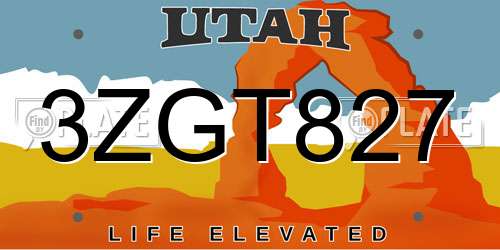 3ZGT827 Utah License Plate