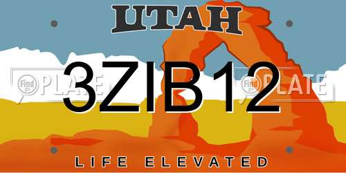 3ZIB12 Utah License Plate