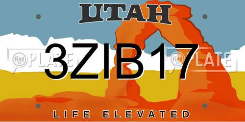 3ZIB17 Utah License Plate