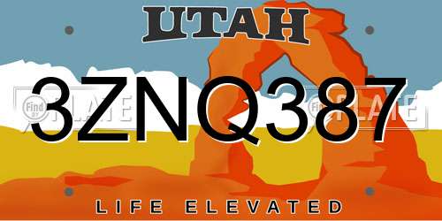 3ZNQ387 Utah License Plate