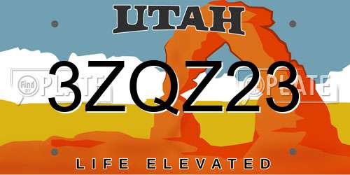 3ZQZ23 Utah License Plate