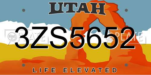 3ZS5652 Utah License Plate