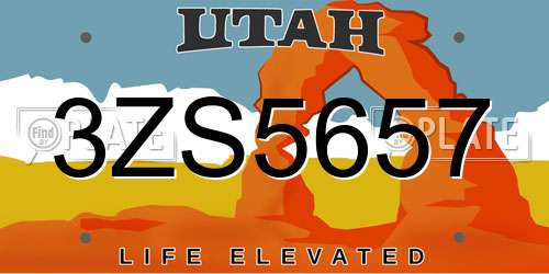 3ZS5657 Utah License Plate