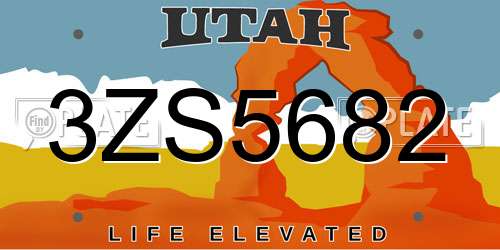 3ZS5682 Utah License Plate