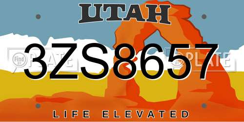 3ZS8657 Utah License Plate