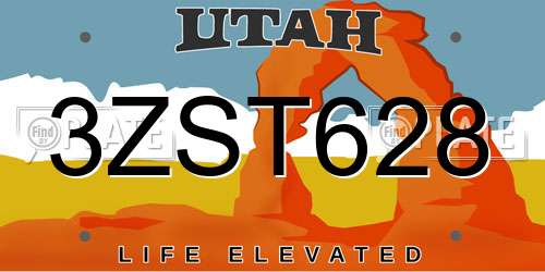 3ZST628 Utah License Plate