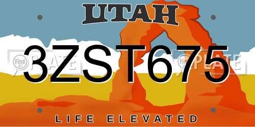 3ZST675 Utah License Plate