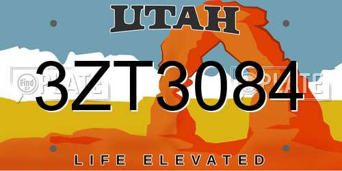 3ZT3084 Utah License Plate