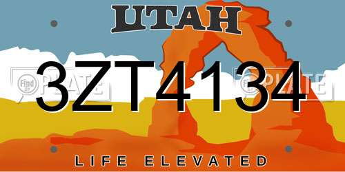 3ZT4134 Utah License Plate