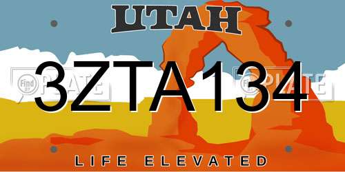 3ZTA134 Utah License Plate